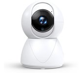 Monitoreo omnidireccional para mascotas con iPhone, compatible con WiFi, 1080P, vigilancia completa de 3 millones, alarma de seguridad remota para bebés en interiores por infrarrojos y nocturna. blanco