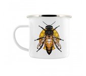 Taza de esmalte Grindstore Queen Bee One Size blanco/amarillo