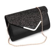 Bolsos de mano de noche con sobre con purpurina para mujer, bolsos de mano largos elegantes a la moda, bolsos de hombro con cadena para mujer, bolsos de mano para bodas, fiestas y banquetes