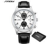 SINOBI Calendario Relojes para hombre Relojes de pulsera de cuarzo para hombre de moda Cronógrafo de lujo superior Regalos masculinos Reloj luminoso blanco
