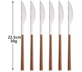 6 uds/30 Uds vajilla de acero inoxidable juego de cubiertos juego de cubiertos con mango de madera de imitación vajilla cuchillo tenedor cuchara de té utensilios para comer 6Pcs Tea Fork