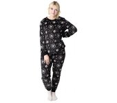 Conjunto de pijama largo de polar con estrellas para mujer de Pesadilla antes de Navidad L blanco/negro
