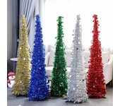 Árbol de Navidad de 5 pies con base estable, copo de nieve con purpurina, plegable, realista, para interiores y exteriores, decoración de árbol de Navidad, regalo para festivales 150CM rojo