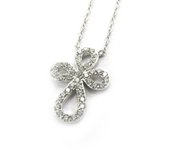 Les Trésors De Lily [L7239] - Collar de plata con 'cruz' blanca blanco