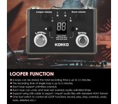 Pedal de efectos KOKKO Drum & Looper, sintonizador portátil BT, volteador de páginas, grabación de bucles de frases, caja de ritmos, pedal de efectos de batería digital negro