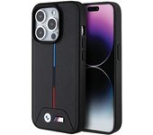 Funda Magsafe acolchada tricolor de BMW para iPhone 15 Pro - Negro