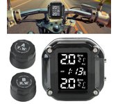 Sensor TPMS para motocicleta con pantalla LCD, sistema de alarma de monitoreo de temperatura y presión de neumáticos con 2 sensores externos y carga USB. only one  Manometer