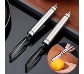 Cortador de descorazonador de mango de acero inoxidable 304, deshuesador de mango largo, removedor de descorazonador de piña multifunción afilado, herramienta peladora de frutas, accesorios de cocina plata