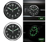 Reloj luminoso para salpicadero de coche con luz nocturna: mini reloj de cuarzo de metal de primera calidad para montaje en rejilla de ventilación, accesorios para el interior del coche rojo