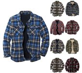 Camisa a cuadros con botones y forro acolchado para hombre, agrega terciopelo para mantener la chaqueta abrigada con capucha XXL