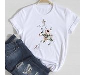 (Tamaño asiático)Camisetas Ropa Casual Top Flor Hermosa Tendencia 90s Moda Camiseta Manga Corta Mujer Estampado Dama Gráfica Camiseta Femenina 5XL