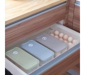 Caja para huevos de 10 rejillas/20 rejillas, botella transparente de doble capa, caja de almacenamiento de huevos para refrigerador que ahorra espacio con cubierta para el hogar Single Tier azul de bebé