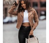 HNXC Chaquetas y abrigos con cuello tipo POLO de manga larga para otoño e invierno con estampado de Color sólido informal vintage para mujer S caqui