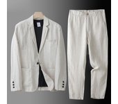 Conjunto de traje informal holgado de verano para hombre, chaqueta sencilla de color liso y pantalón de traje, conjunto de dos piezas con protección solar 4XL blanco