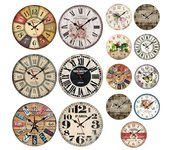 Reloj de pared de granja silencioso, estilo retro, decoración de pared, reloj de pared rústico grueso de madera para cocina
