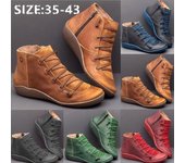 Botas de mujer Retro PU Botines de Cuero señoras pantalón corto casual botas Punk botas primavera otoño botas 36 negro