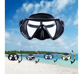 Máscara de buceo, gafas de natación, esnórquel, faldón de silicona, vidrio templado, panorámicas, HD, para adultos y jóvenes, antivaho con protector nasal.