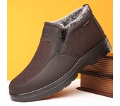 Zapatos de algodón de invierno para hombres mayores de mediana edad, nuevos, de felpa, cálidos, antideslizantes, impermeables, botas de nieve para exteriores, para trabajo, viajes, ocio 38 negro