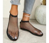 Sandalias planas con punta redonda para mujer, botas cortas de malla hueca sin cordones, zapatillas de fiesta sexis con diamantes de agua a la moda, tallas 35-42 43 caqui
