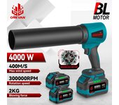 Soplador eléctrico sin escobillas ONEVAN de 4000 W con turbocompresor, regulación de 3 velocidades, inalámbrico, eficiente, para hojas caídas, polvo y nieve, compatible con batería Makita de 18 V. Without battery