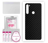apgo Protective Skin Sticker for the back compatible with Xiaomi Redmi Note 8T, Wrap Film, Foil, Vinyl - Pattern Carbon Black
