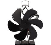 Ventilador de estufa de leña de aleación de aluminio de 6 aspas, silencioso y alimentado por calor, para chimenea de leña doméstica.