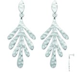 Les Trésors De Lily [Q3738] - Boucles Argent 'Cléopatra' (feuilles martelées) argenté (rhodié) - 35x14 mm plata