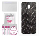 apgo Protective Skin Sticker for the back compatible with Xiaomi Redmi 8A Dual, Wrap Film, Foil, Vinyl - Pattern Carbon Black Pixel