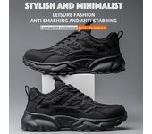Zapatos de seguridad para el trabajo para hombres Zapatillas de trabajo protectoras ligeras Zapatos ligeros para hombres Zapatos transpirables Zapatos de trabajo antipinchazos 39 negro