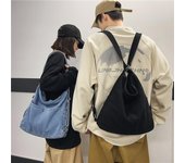 Mochila vaquera juvenil para hombre y mujer, bolso de hombro de tela lavada azul claro