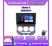 Reproductor de vídeo Multimedia para Radio de coche Android 2 Din de 8 pulgadas para Mazda 5 2005-2010 con perilla de botón WiFi BT 1 + 32GB 1+32GB