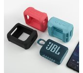Soporte protector de altavoz, funda de silicona para Audio portátil, carcasa de almacenamiento Compatible con Jbl Go3 azul