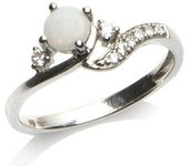 Bague Argent 'Déesse Opale' Blanc argenté (rhodié) - 7 mm 52 blanco