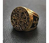 Nuevo Anillo de acero inoxidable CSPB, anillo de acero inoxidable con cruz de oro para hombre 7 oro