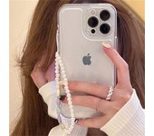 Funda de teléfono transparente con pulsera de corazón de perlas bonita de Corea para Iphone 14 13 12 11 Pro Xs Max X Xr 7 8 Plus Se3 funda suave a prueba de golpes For iPhone XS Max