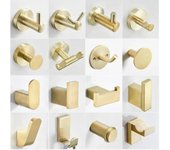 Gancho de acero inoxidable 304 cepillado en oro Ganchos para batas Gancho para ropa Herrajes para baño montados en la pared Percha de cobre Gancho para puerta