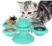Molino de viento giratorio Juguete para gatos Juguete con ventosa Juguete para gatos que se muerde a sí mismo 2 molinos de viento verde