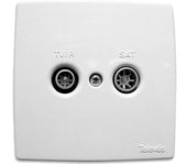 embellecedor blanco de plastico para toma doble televes
