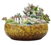 Maceta de cerámica con forma de loto para plantas acuáticas, maceta hidropónica a prueba de fugas, recipiente de cerámica de alta temperatura para suculentas y pecera. verde
