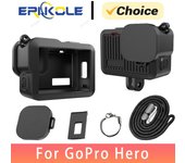 Funda de silicona para GoPro Hero 13, 12, 11, 10 y 9. Tapa lateral de batería, tapas de lente y cordón para accesorios de protección GoPro Hero.