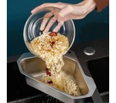 Cesta de drenaje triangular de acero inoxidable para fregadero de cocina, estante de filtro para escurridor de frutas y verduras, estante de almacenamiento, barra de cesta con ventosa