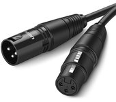 Cable de micrófono UGREEN, cable XLR macho a hembra, cable Canon de 5 m, cable de micrófono, conexión XLR balanceada para grabación con micrófono, XLR de alta resistencia negro