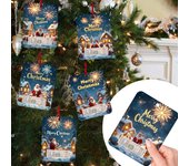 8 piezas de tarjetas navideñas colgantes, tarjetas de billetera navideñas, cinta de doble cara, impresión de árbol de Navidad, adorno para sujetar dinero, adorno con clip para dinero B