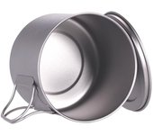 Olla de titanio para acampar, olla para mochilero con tapa y asas plegables para acampar al aire libre y senderismo 0.9L