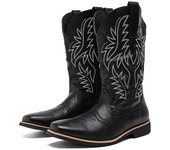 Botas largas de marca de lujo de moda para hombre, botas altas de cuero con diseño bordado, botas de mezclilla de tacón bajo cómodas, zapatos de moda para exteriores 38 marrón