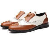 Zapatos formales de negocios para hombre, zapatos casuales de cuero, zapatos de cuero tallado brogue, versión coreana, zapatos de hombre de talla grande a la moda que combinan con todo 38 naranja