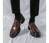 Zapatos Derby para hombre, zapatos de vestir informales sin cordones, zapatos de cuero, mocasines, zapatos británicos para hombre 39 negro