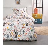 Parure de couette 140 x 200  Happy Toucan  Réversible 100% Coton / 57 Fils/cm²