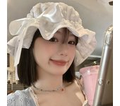 Sombreros tipo pescador de jacquard con lazo blanco de estilo japonés para mujer, para viajes de verano, con protección solar, finos, versátiles, dulces y bonitos 56-58cm blanco