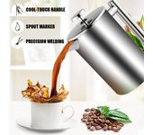 Cafetera de prensa francesa, recipientes de acero inoxidable para café, tetera, cafetera espresso de gran capacidad, cafetera de doble pared 350ML